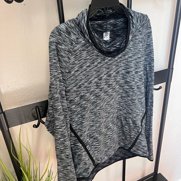 Champion fleece cowl neck pullover black thumb holes size large - Picture 3 of 15